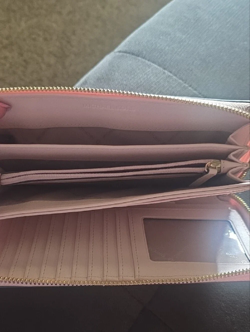 Michael Kors Pale Pink Zip Around Wallet with Gold-Tone Logo
